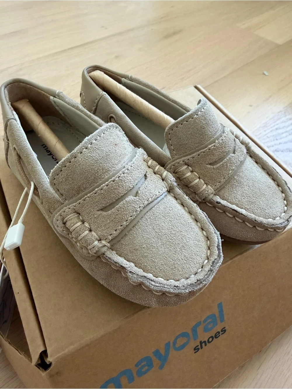 Mayoral Beige Suede Kids Moccasin Loafers